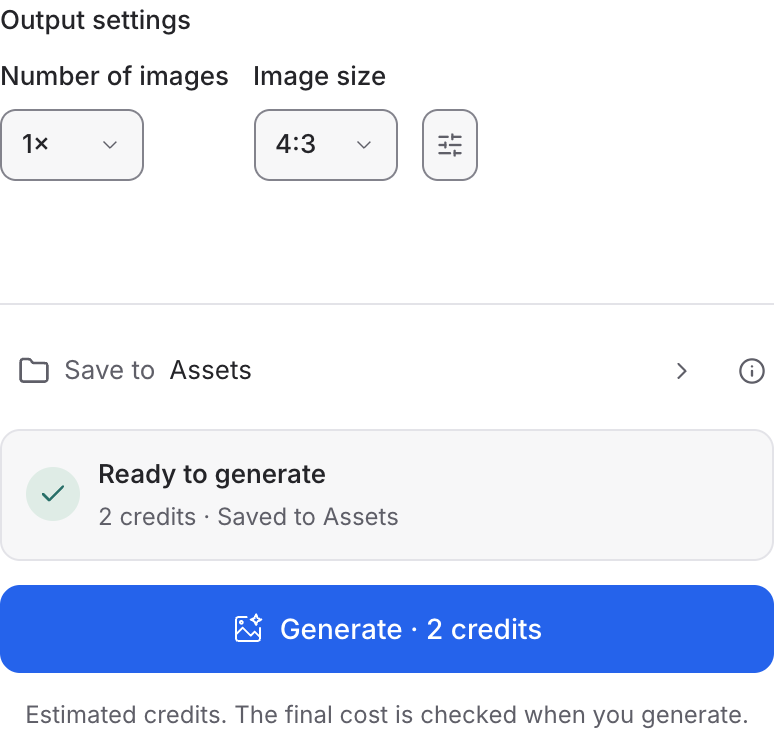 Mozify GPT Image 2.5 Sunburst: choose output settings