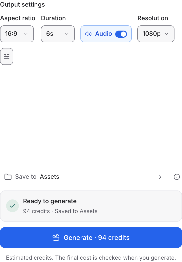 Mozify LTX 2.5 Pro: choose output settings
