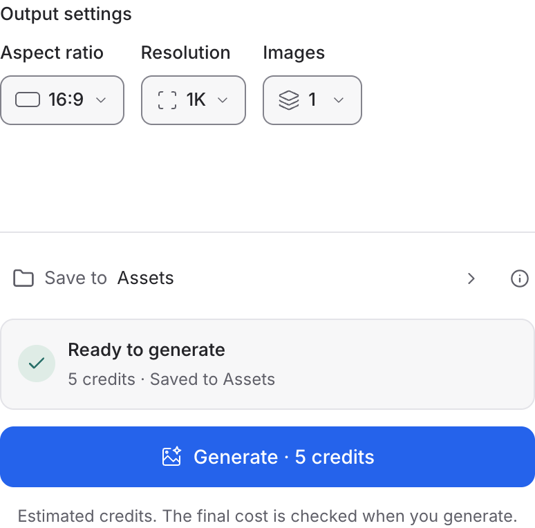 Mozify Nano Banana 2: choose output settings