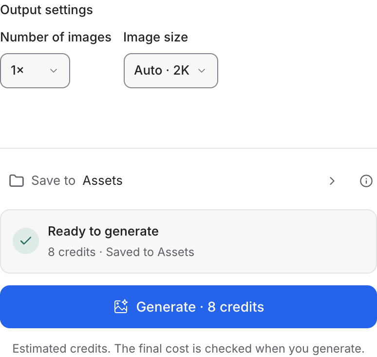 Mozify Seedream 5.0 Pro: choose output settings